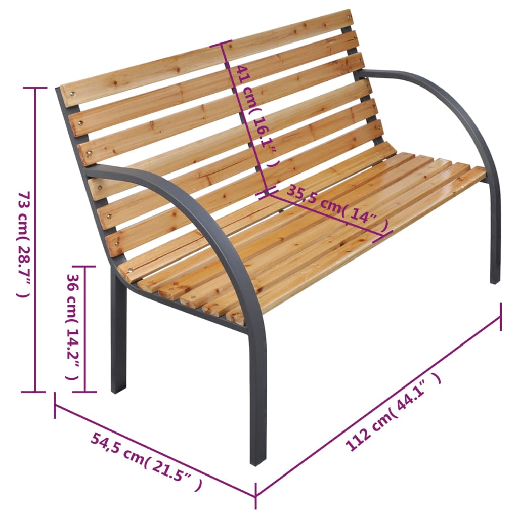 Banc de jardin 112 cm Bois de sapin massif