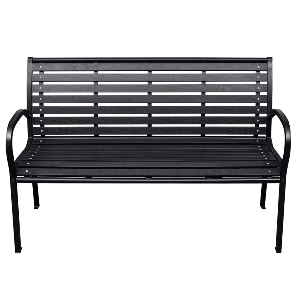 Banc de jardin Noir 116 cm Acier et WPC