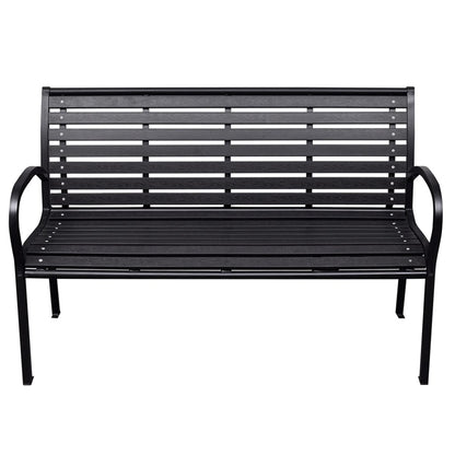 Banc de jardin Noir 116 cm Acier et WPC