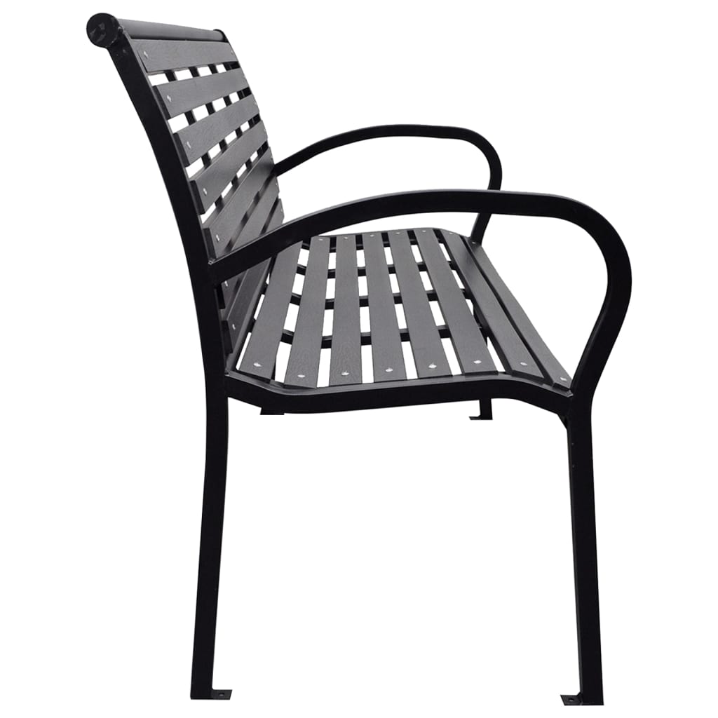 Banc de jardin Noir 116 cm Acier et WPC