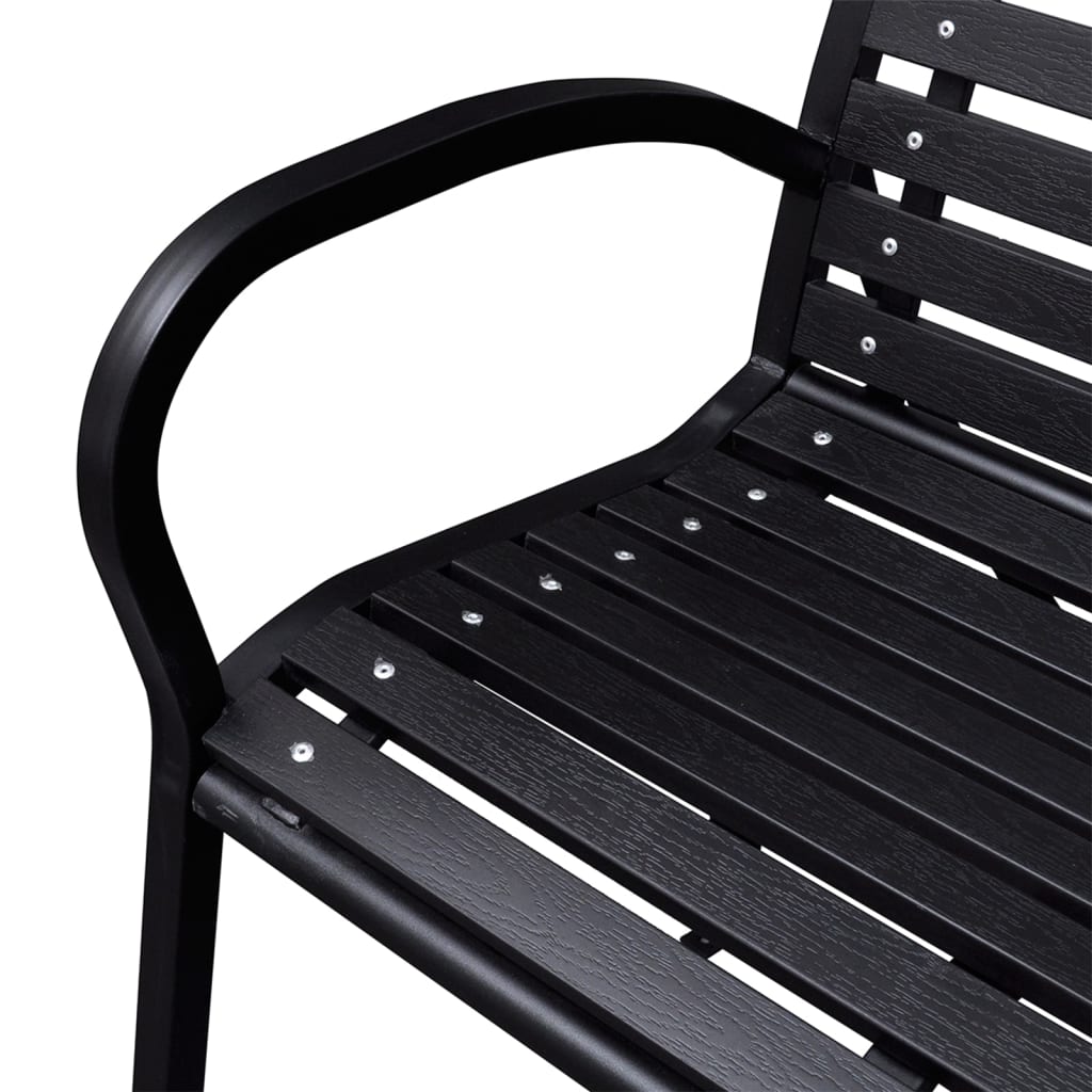 Banc de jardin Noir 116 cm Acier et WPC