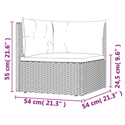 Canapé d'angle de jardin avec coussins gris résine tressée