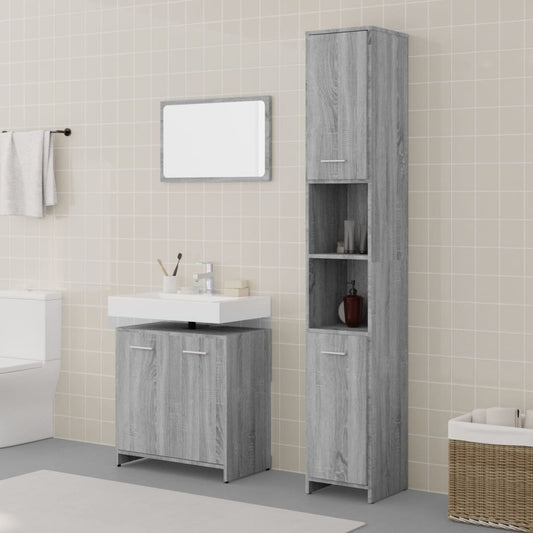 Ensemble de meubles de salle de bain 3 pcs Sonoma gris