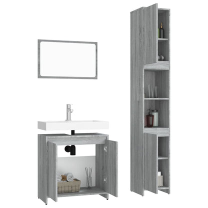 Ensemble de meubles de salle de bain 3 pcs Sonoma gris