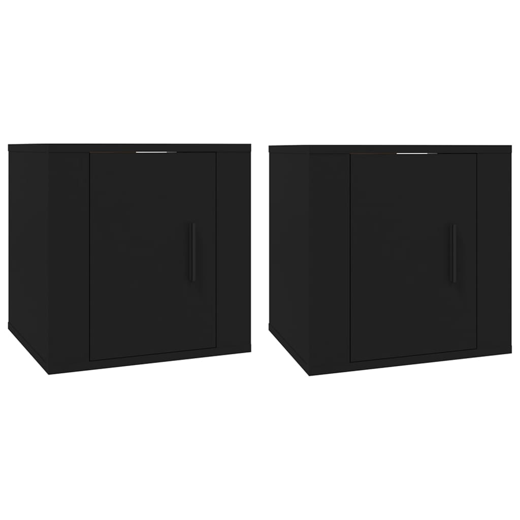 Muebles TV de pared 2 uds Negro 40x34,5x40 cm