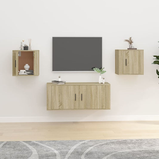 2 pcs Wall mounted TV cabinets Sonoma oak 40x34.5x40 cm