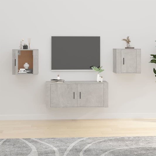 Wall-mounted TV cabinets 2 pcs Concrete grey 40x34.5x40 cm