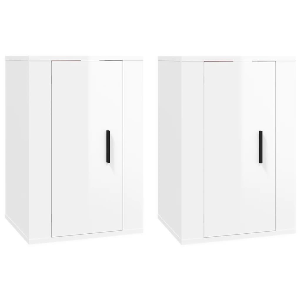 Wall-mounted TV cabinets 2 pcs Glossy white 40x34.5x60 cm