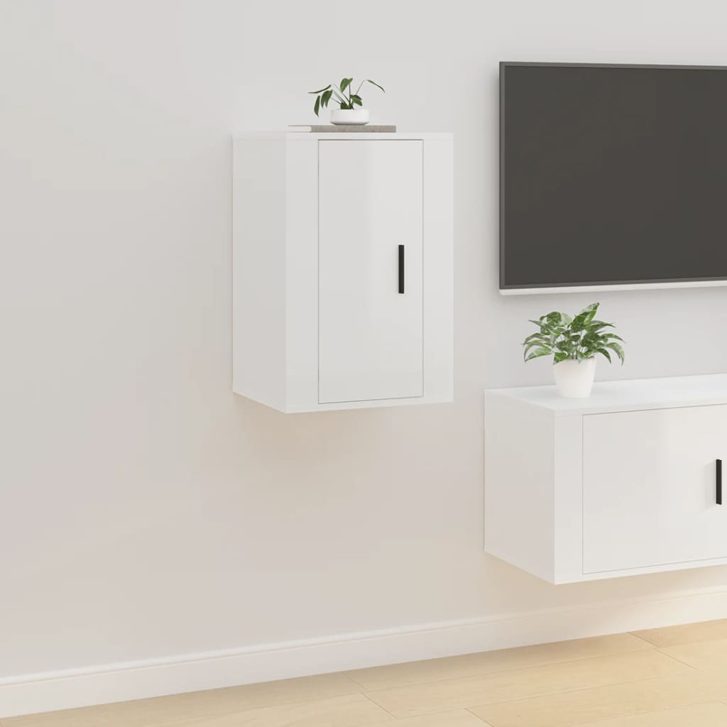 Wall-mounted TV cabinets 2 pcs Glossy white 40x34.5x60 cm