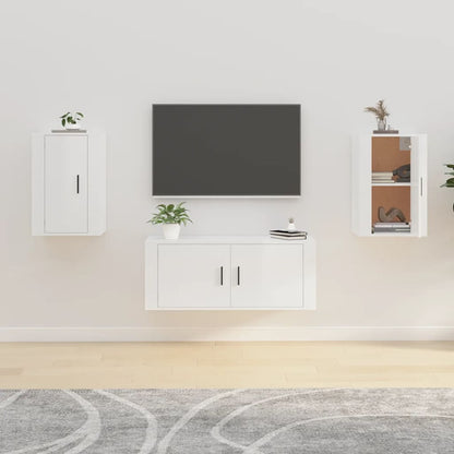 Wall-mounted TV cabinets 2 pcs Glossy white 40x34.5x60 cm