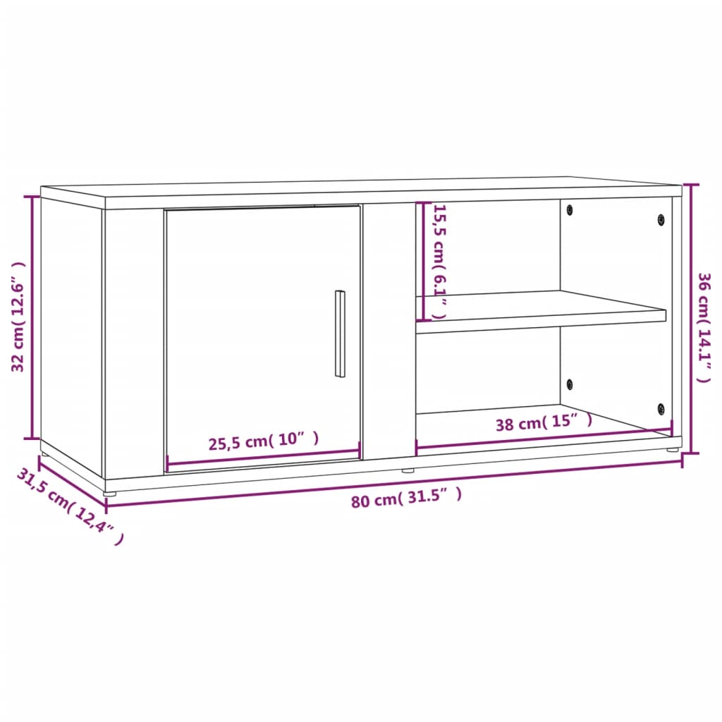 Meubles TV 2 pcs Noir 80x31,5x36 cm Bois d'ingénierie