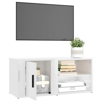 Meubles TV 2 pcs Blanc brillant 80x31,5x36 cm Bois d'ingénierie