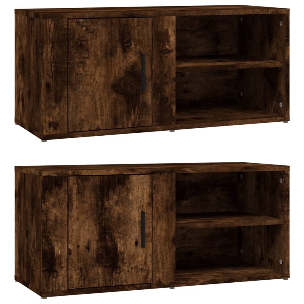 Meubles TV 2 pcs Chêne fumé 80x31,5x36 cm Bois d'ingénierie