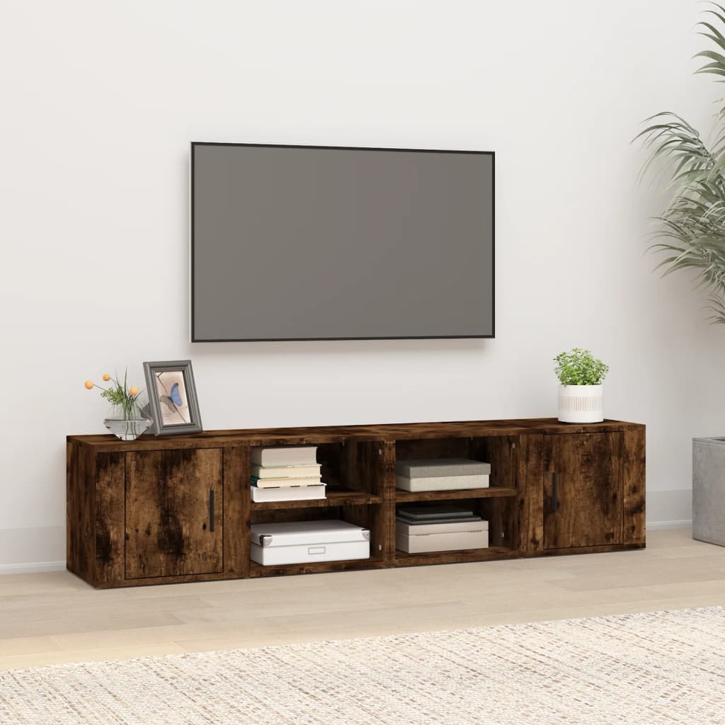 Meubles TV 2 pcs Chêne fumé 80x31,5x36 cm Bois d'ingénierie