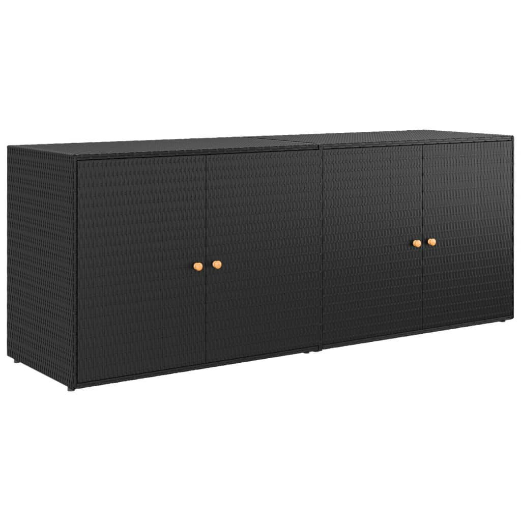 Armoire de rangement jardin Noir 198x55,5x80 cm Résine tressée