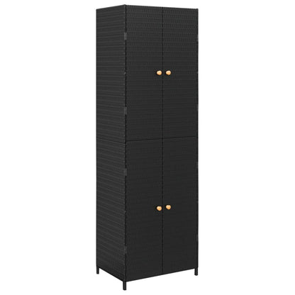 Armoire de rangement de jardin Noir 59x40x180 cm Résine tressée