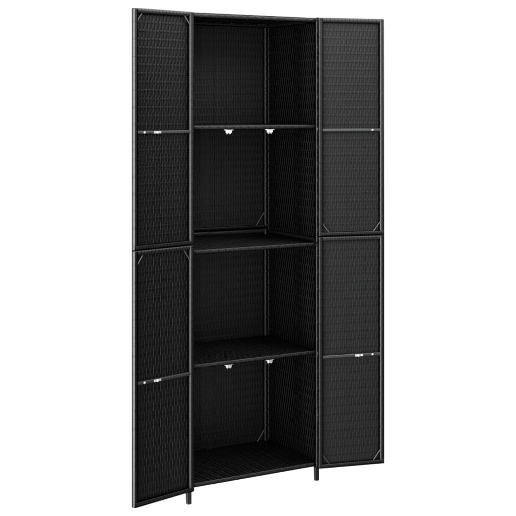 Armoire de rangement de jardin Noir 59x40x180 cm Résine tressée