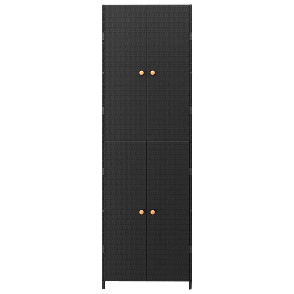 Armoire de rangement de jardin Noir 59x40x180 cm Résine tressée