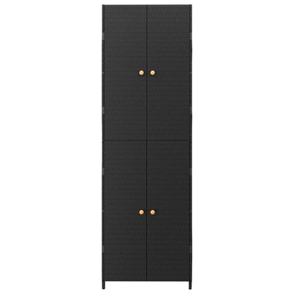 Armoire de rangement de jardin Noir 59x40x180 cm Résine tressée