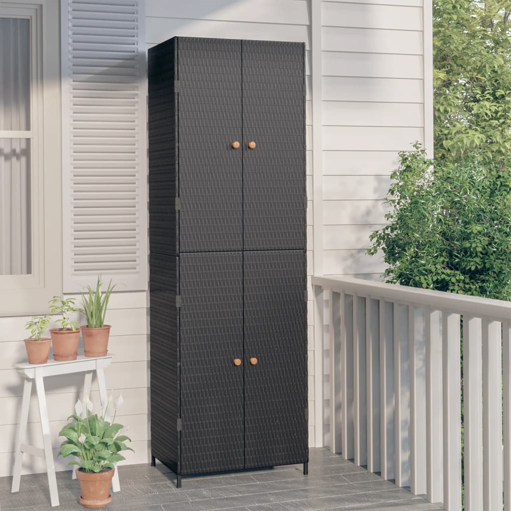 Armoire de rangement de jardin Noir 59x40x180 cm Résine tressée