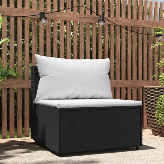 Central garden sofa with black resin wicker cushions