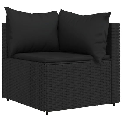 Garden corner sofa with cushions Black Resin wicker