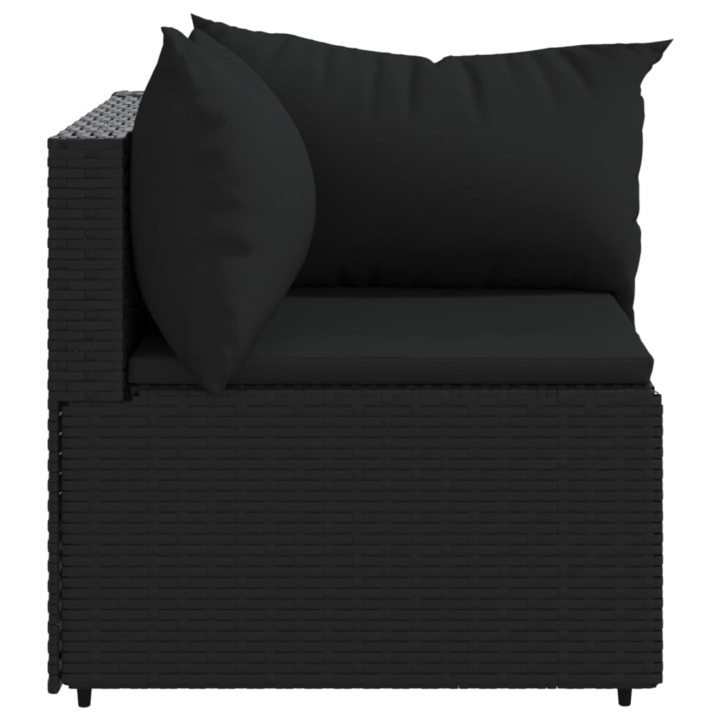 Garden corner sofa with cushions Black Resin wicker