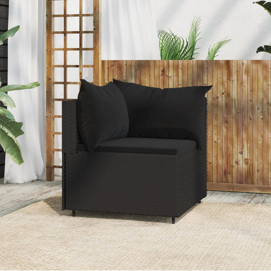 Garden corner sofa with cushions Black Resin wicker