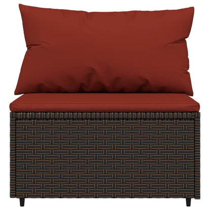 Central garden sofa with brown resin wicker cushions