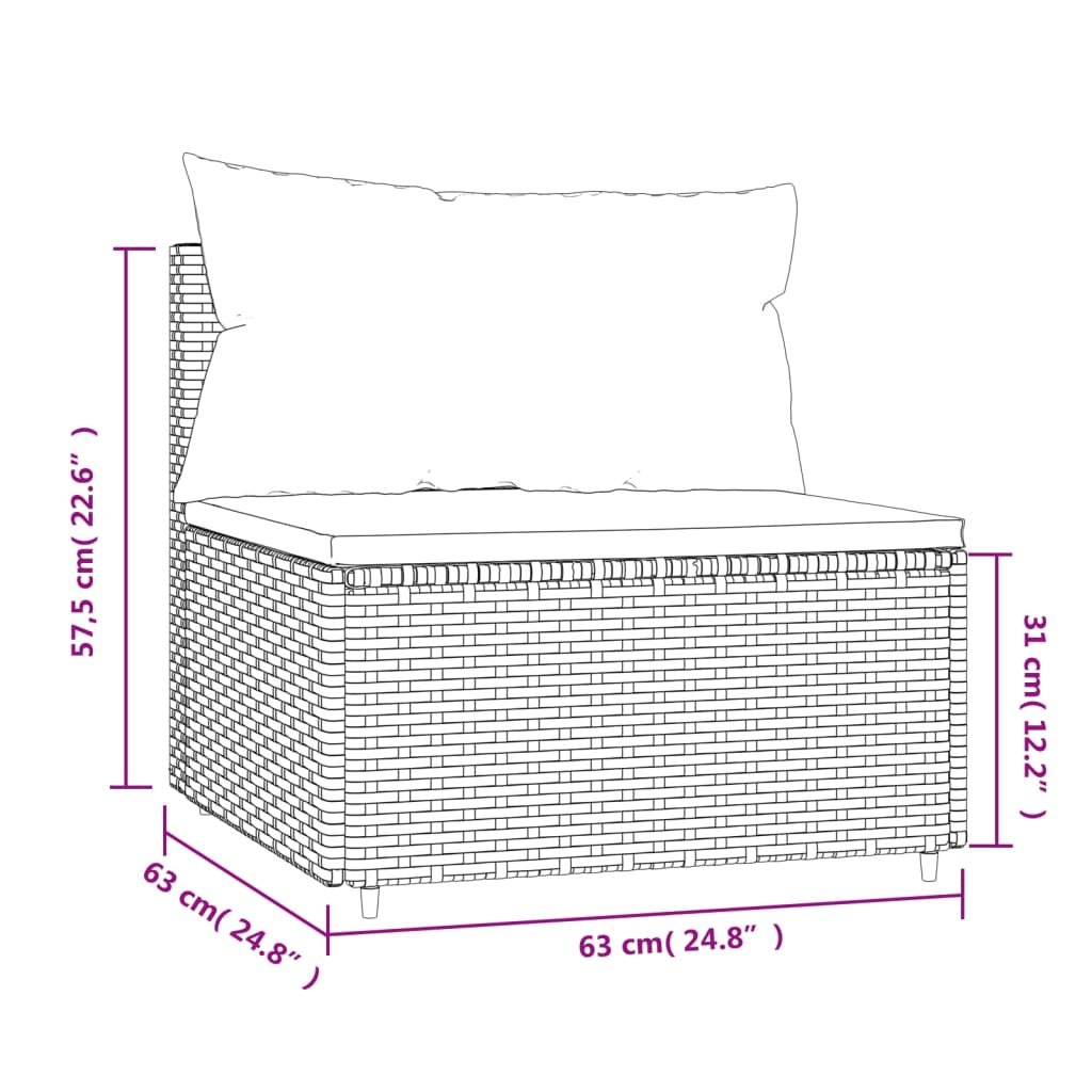 Central garden sofa with brown resin wicker cushions