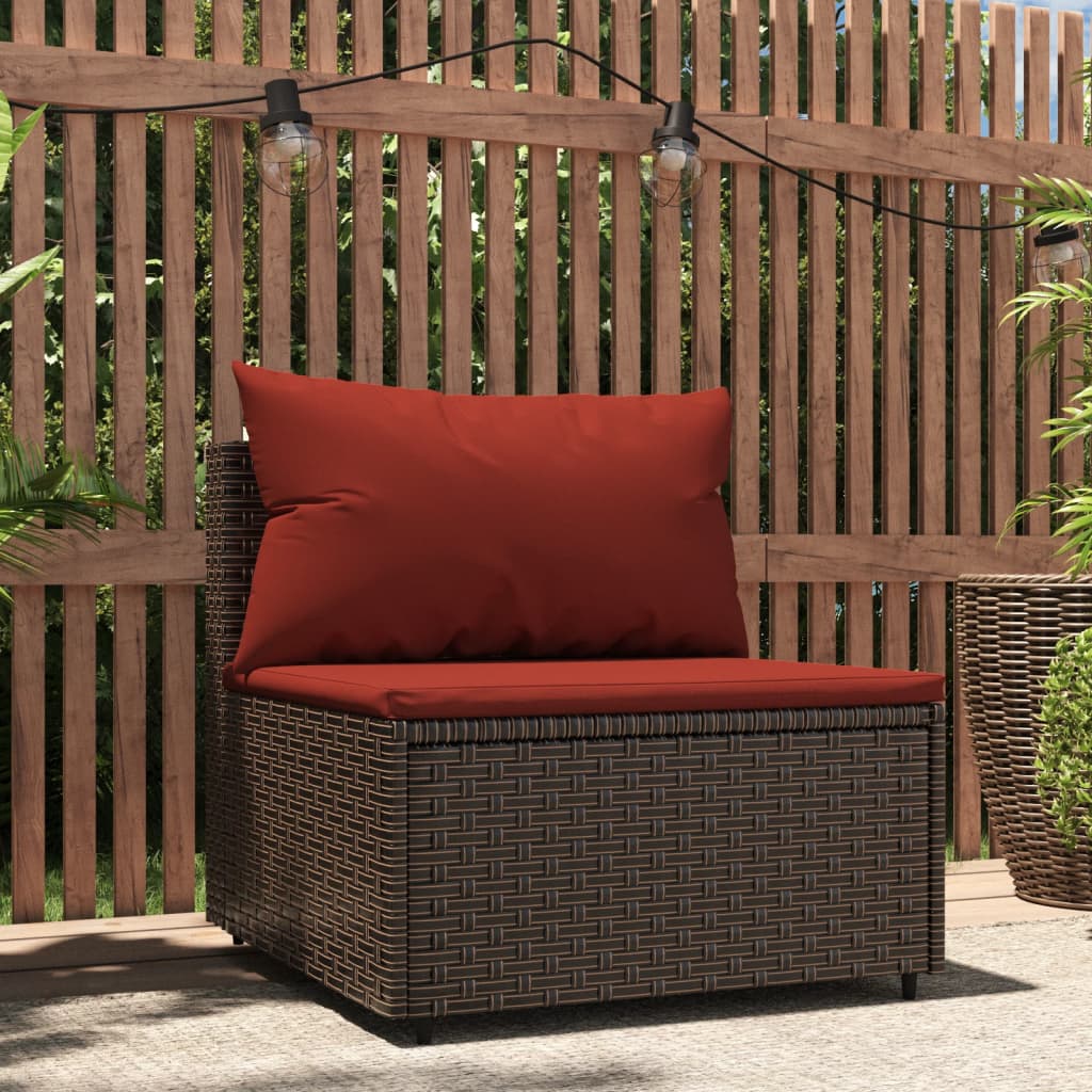 Central garden sofa with brown resin wicker cushions