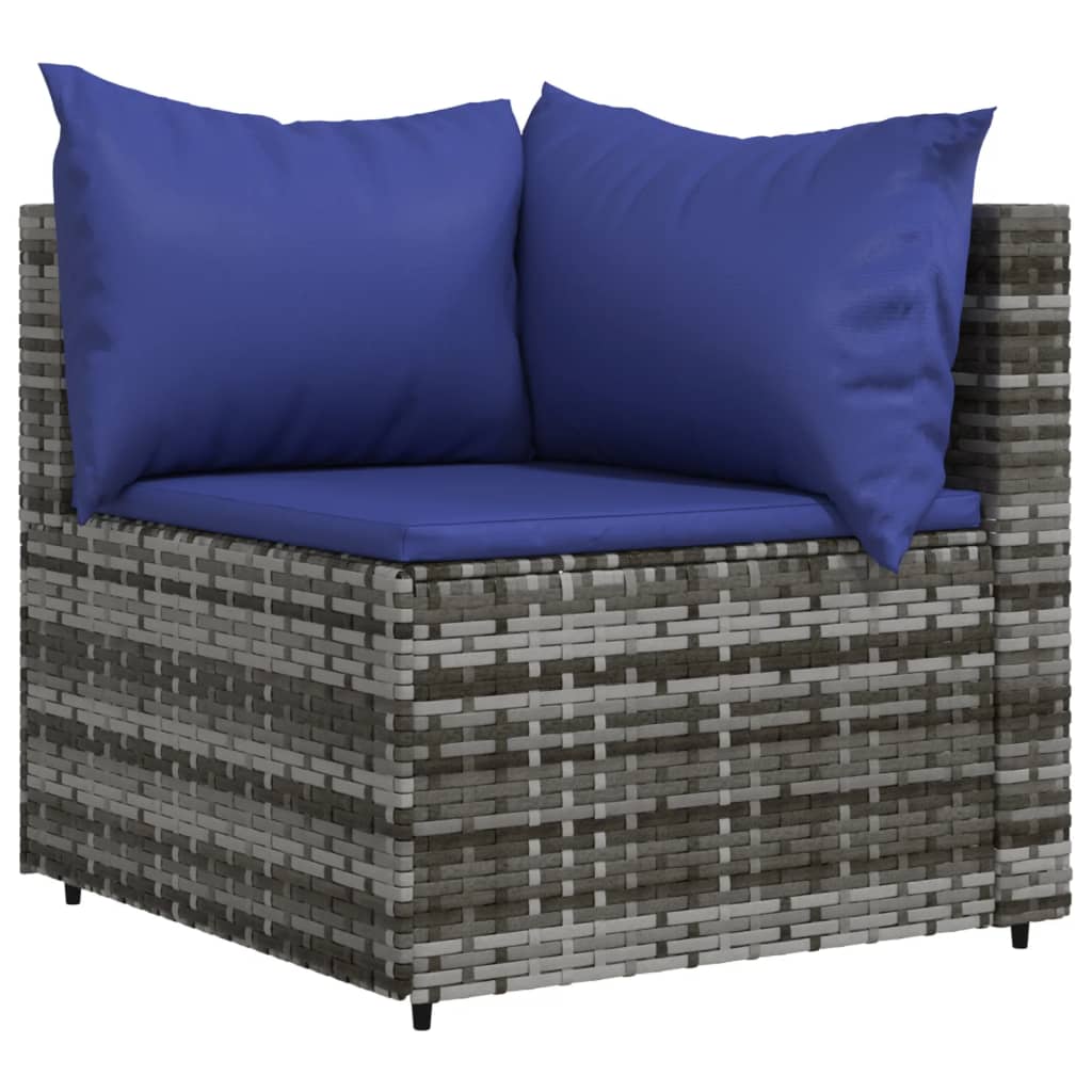 Garden corner sofa with grey resin wicker cushions