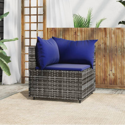 Garden corner sofa with grey resin wicker cushions