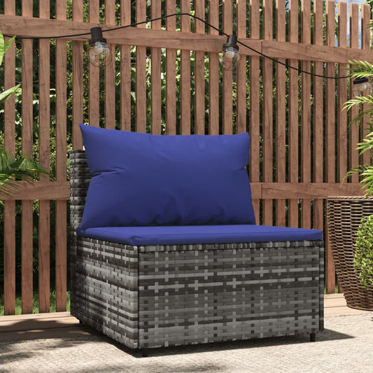 Central garden sofa with gray resin wicker cushions