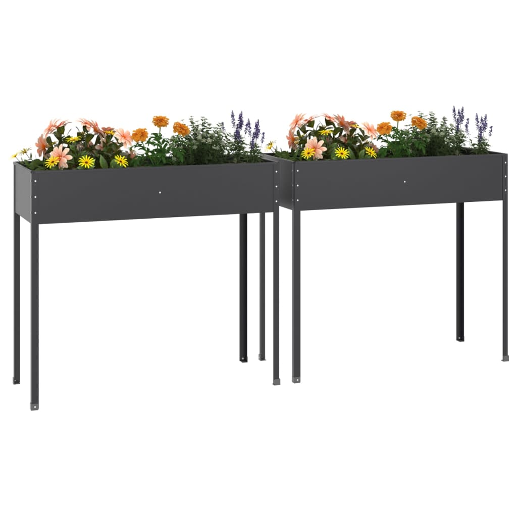 Jardinières 2 pcs Anthracite Acier galvanisé