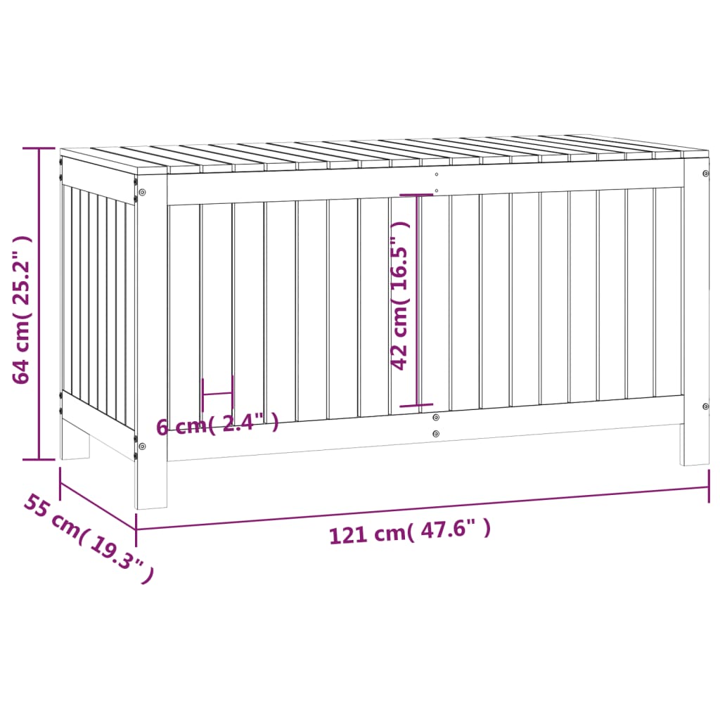 Boîte de rangement de jardin Gris 121x55x64 cm Bois de pin