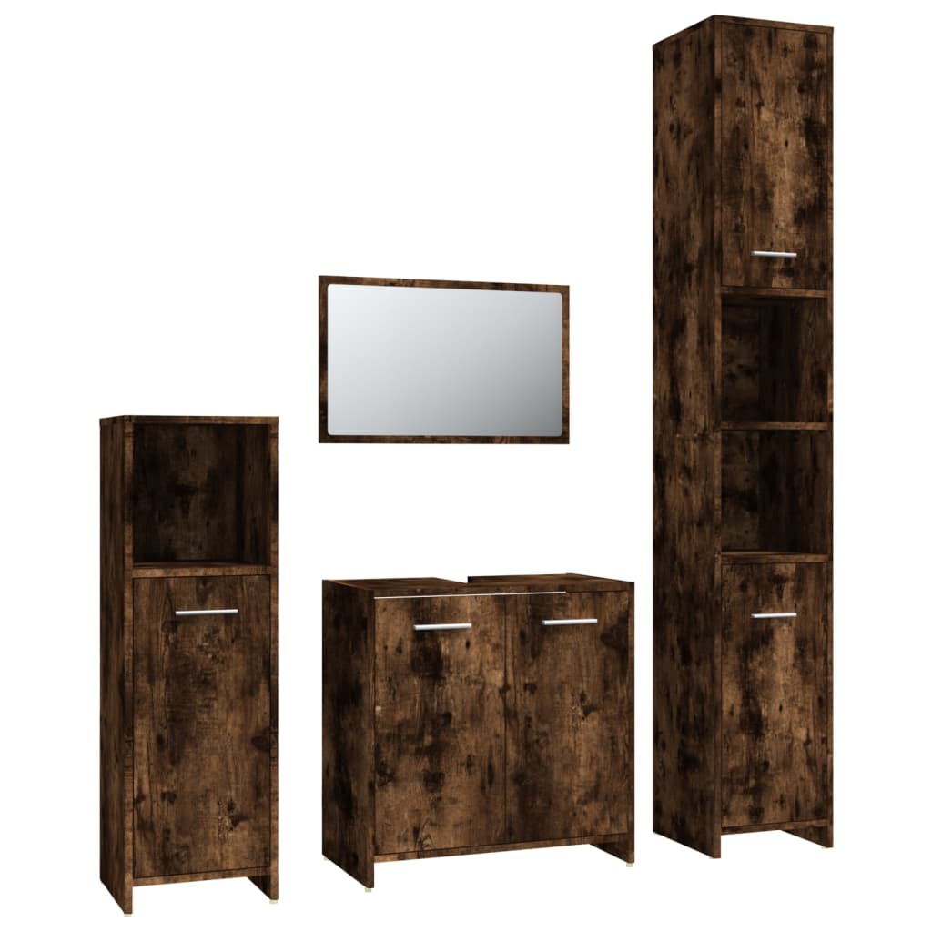 Ensemble de meubles de salle de bain 4 pcs Chêne fumé Bois