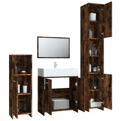 Ensemble de meubles de salle de bain 4 pcs Chêne fumé Bois