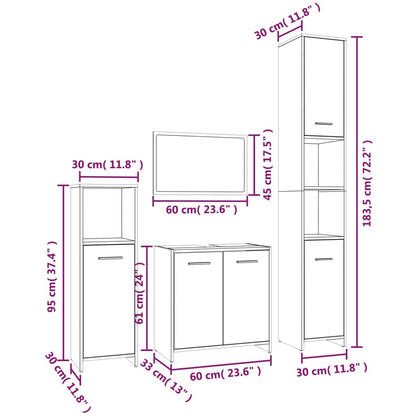 Ensemble de meubles de salle de bain 4 pcs Chêne fumé Bois