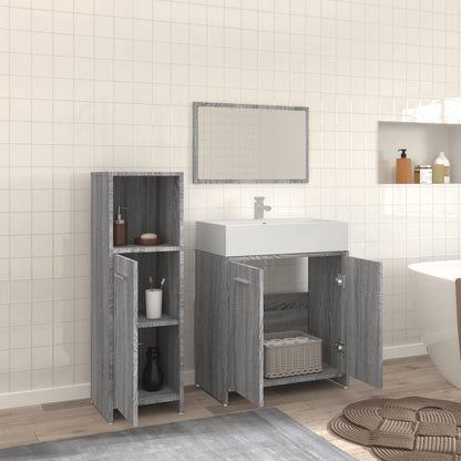 Ensemble de meubles de salle de bain 3 pcs Sonoma gris