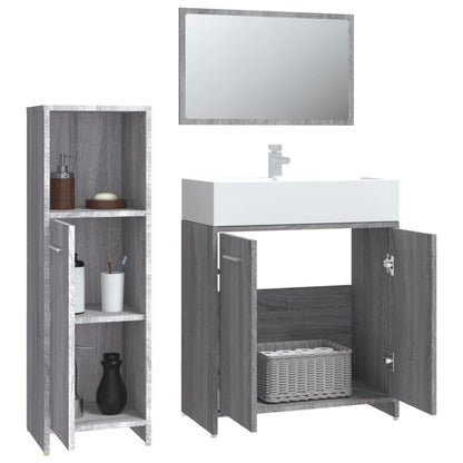 Ensemble de meubles de salle de bain 3 pcs Sonoma gris