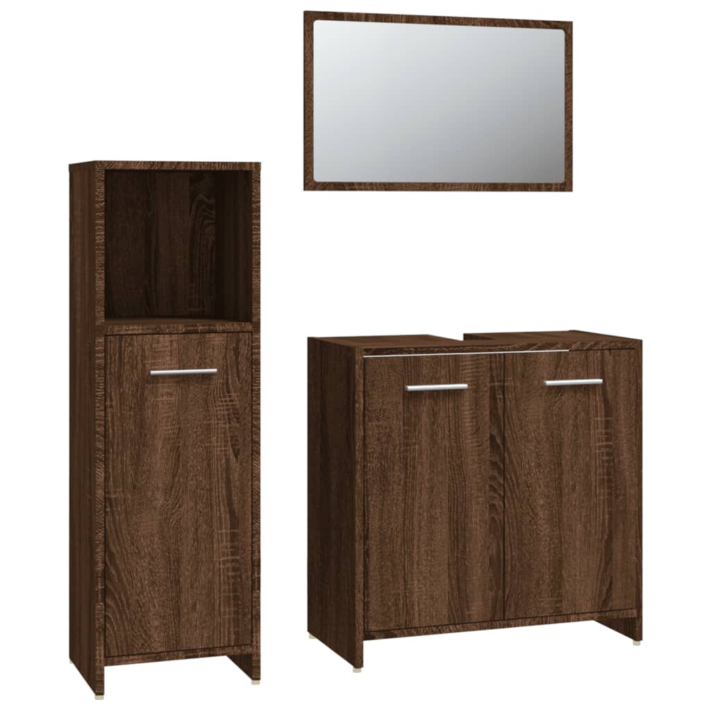 Ensemble de meubles de salle de bain 3 pcs Chêne marron