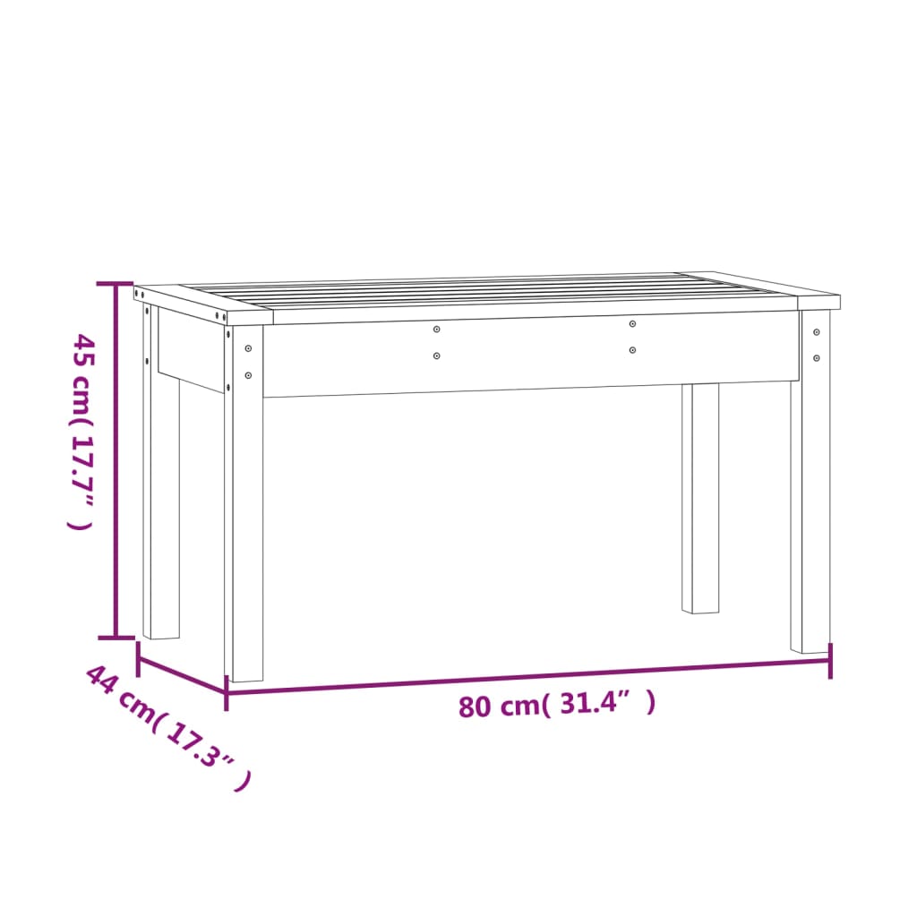 Banc de jardin gris 80x44x45 cm bois massif de pin