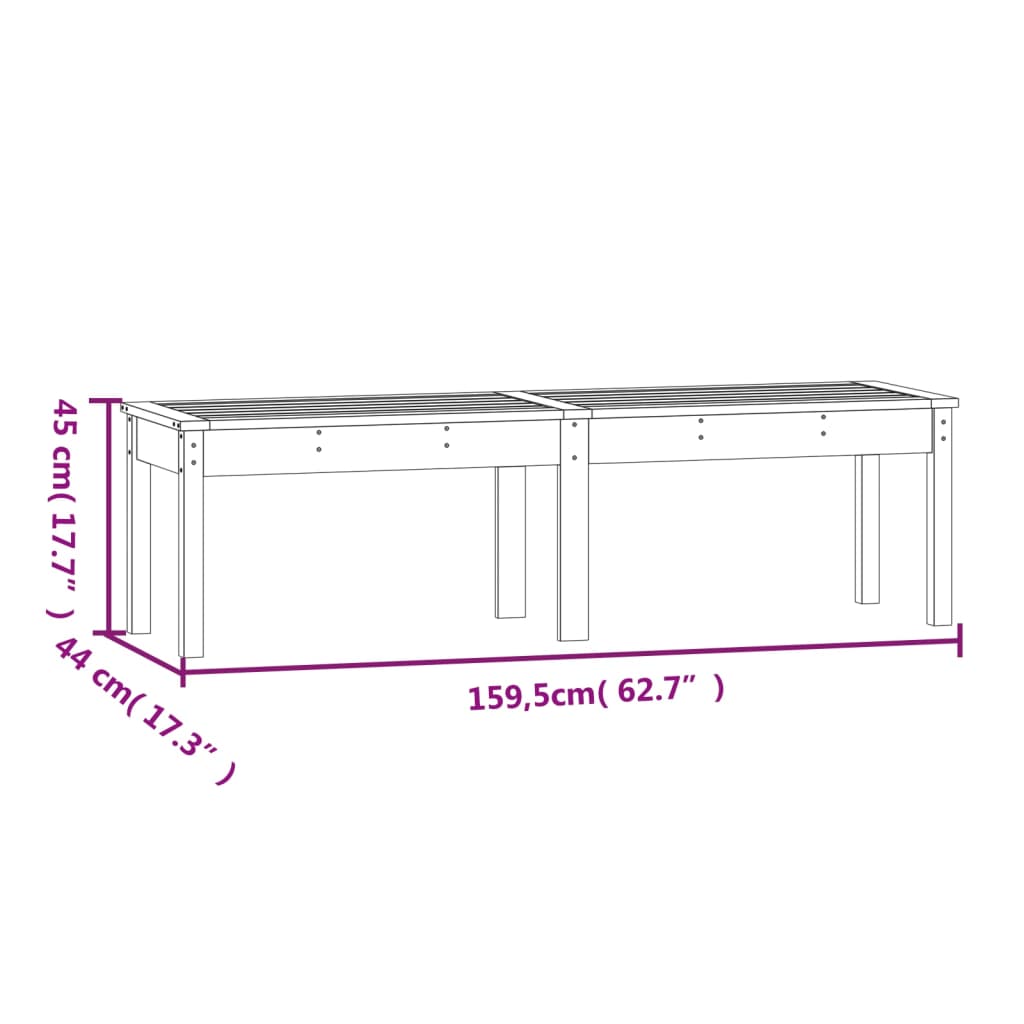 Banc de jardin à 2 places gris 159,5x44x45cm bois massif de pin