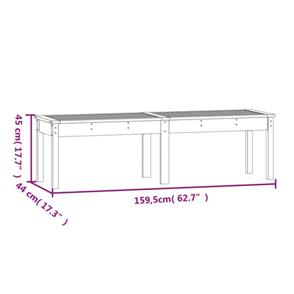 Banc de jardin à 2 places gris 159,5x44x45cm bois massif de pin