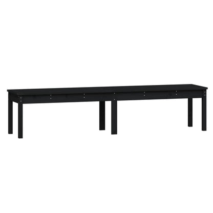 Banc de jardin à 2 places noir 203,5x44x45cm bois massif de pin