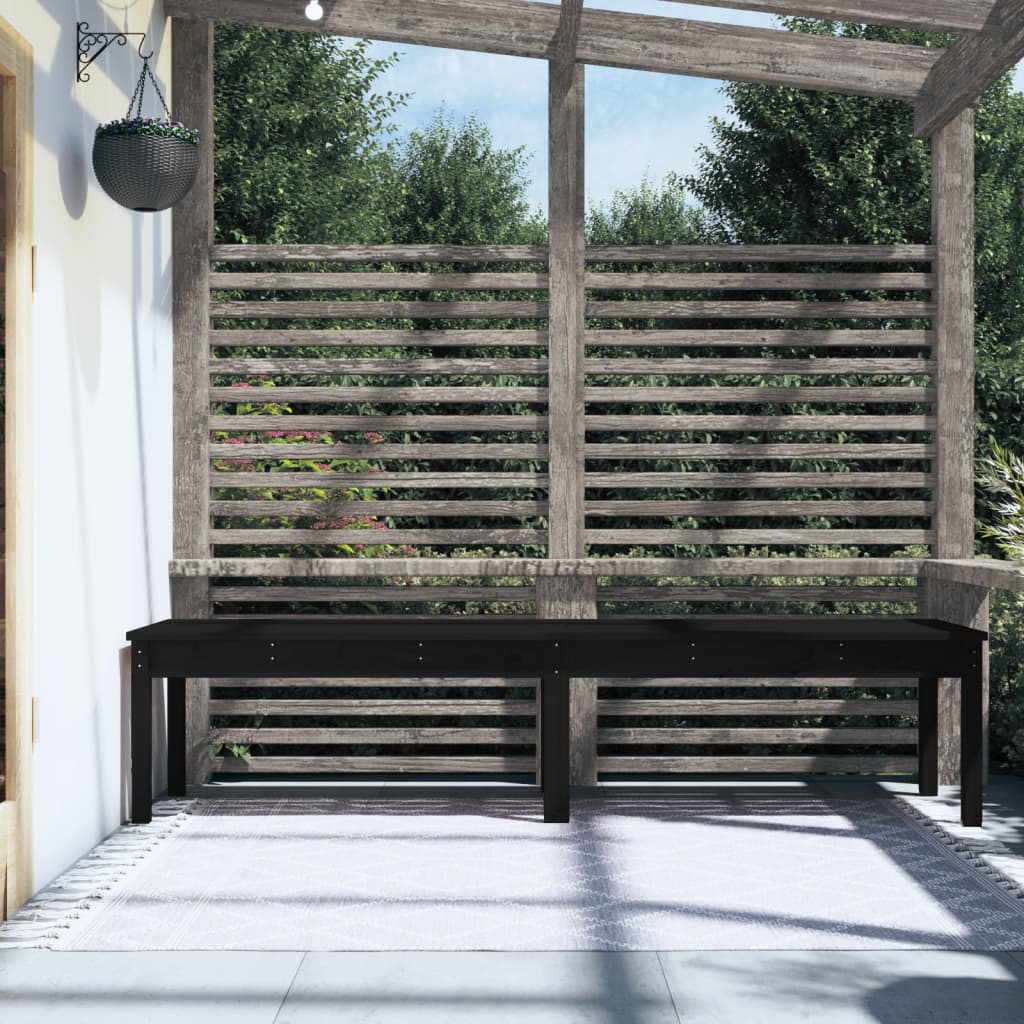 Banc de jardin à 2 places noir 203,5x44x45cm bois massif de pin