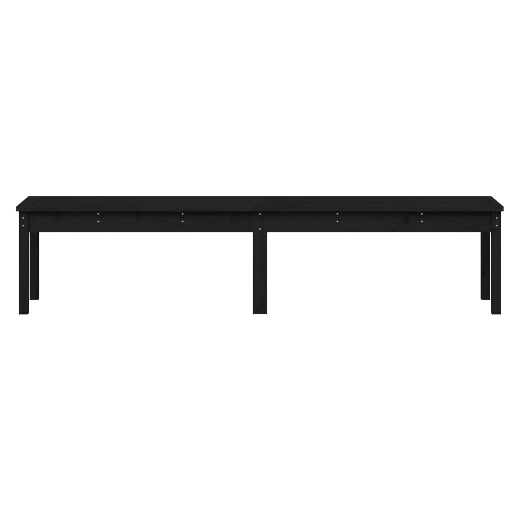 Banc de jardin à 2 places noir 203,5x44x45cm bois massif de pin