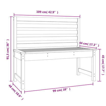 Banc de jardin gris 109 cm bois massif de pin