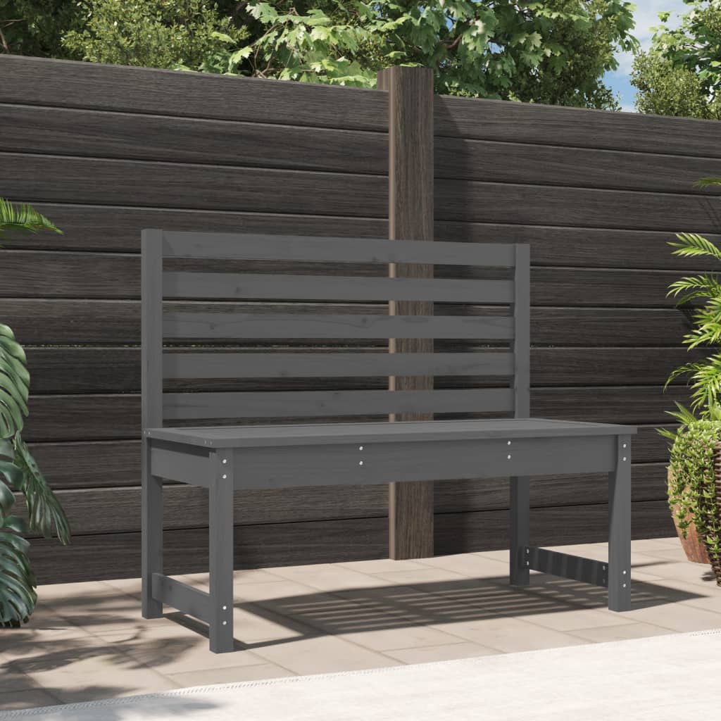 Banc de jardin gris 109 cm bois massif de pin